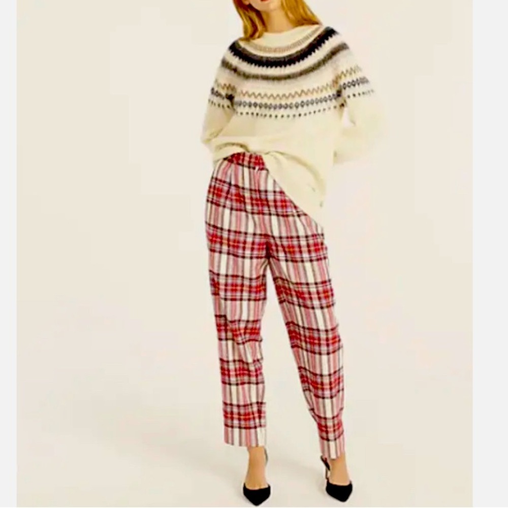 (NWT) J. Crew Tapered-leg wool pant in vintage plaid - size Tall 14